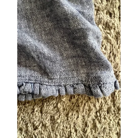 Daisy & Delilah Women XL Blue Linen Blend Ruffle Hem Elastic Waist Shorts New - Picture 4 of 7